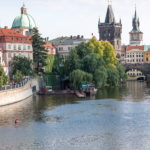 historical skyline at the moldova river, Prague, Czech Republic, Europe